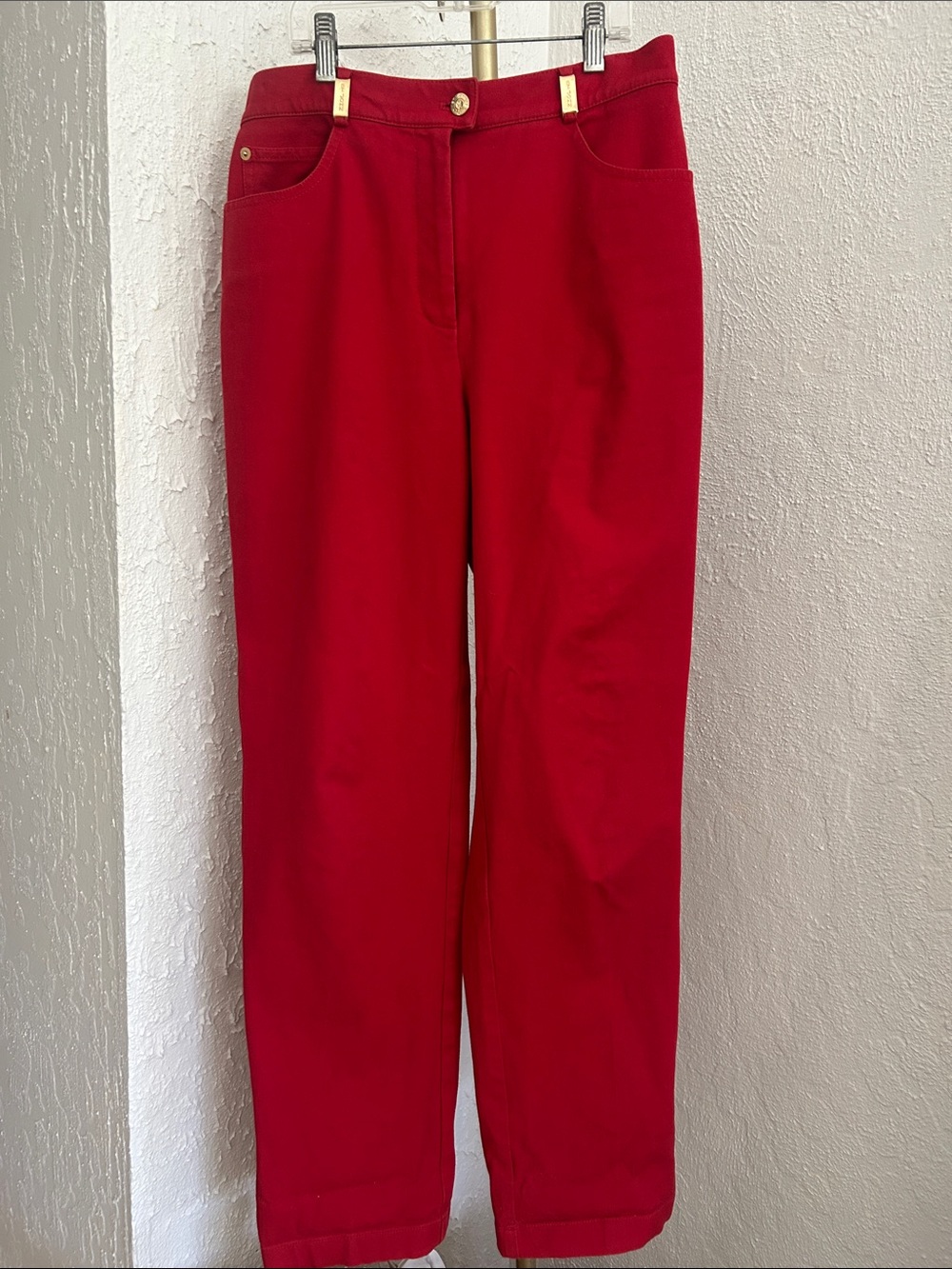 St. John Sport by Marie Gray Red Straight-Leg Jeans